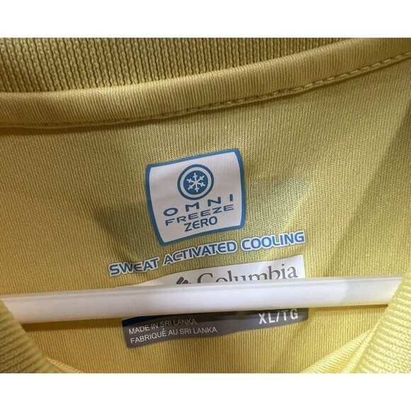 COLUMBIA GOLF Polo OMNI-FREEZE ZERO SNAP XL Shirt Buttons Yellow Sweat Activated - Picture 4 of 4